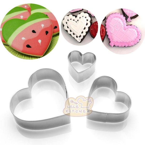 

baking moulds 1pcs patisserie bakeware heart stainless steel cookie cutter moldes metal biscuit mould sugarcraft fondant cake decor tools