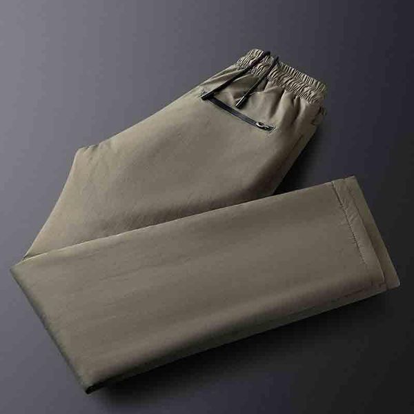 

men's pants warm down slim straight elastic waist thickened windproof winter 2021 trend, Black
