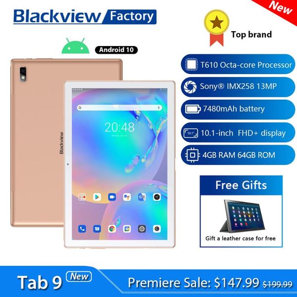 

tablet pc blackview tab 9 tablets 10.1" android 10 4gb ram 64gb rom 4g network phone call 7480mah 1920x1200 display smartphone