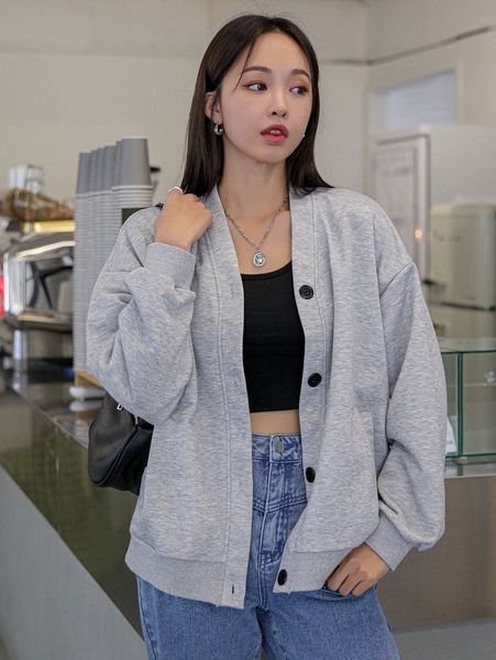 

dazy drop shoulder button front sweatshirt i0fb#, White;black