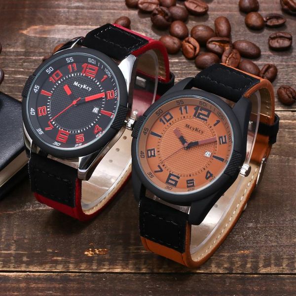 

wristwatches 2021 fashion men sport watch leather strap british style business casual watches quartz date display sports, Slivery;brown