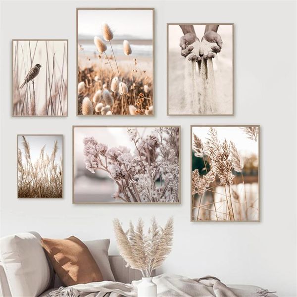 

paintings flower bird beach reed poster grains of sand wall art canvas print landscape painting nordic pictures for living room decor
