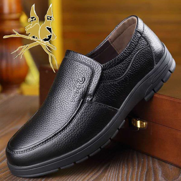 

cukckalv middle aged and elderly men's shoes leather business dad's casual, Black