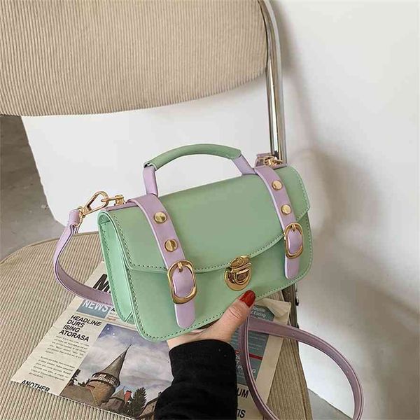 

color contrast cambridge women's 2021 new net red fashion small square bag korean popular one shoulder slant cross handbag