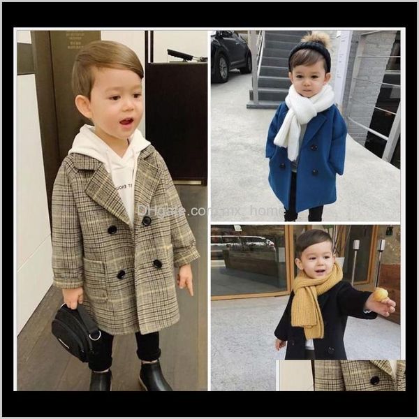 Abbigliamento Baby Maternità Drop Delivery 2021 Primavera Autunno Neonati maschi Giacche di lana Cappotti Stile lungo Bel ragazzo Plaid Capispalla Abbigliamento per bambini Ch