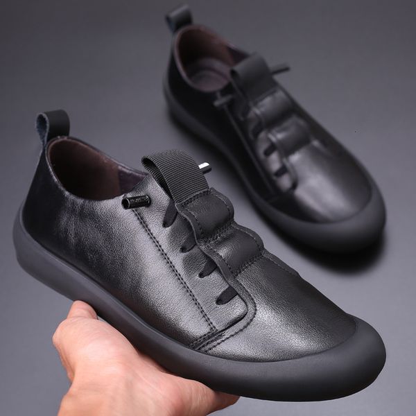 

shoe warm sale genuine comfortable man first layer of breathable male leather sneakers anti-slip casual shoes size 698 bimk, Black