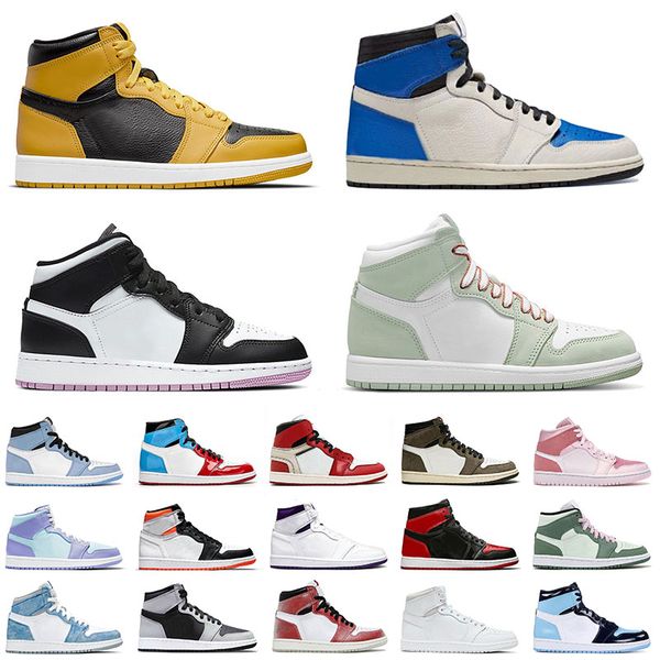 

with original box jumpman shoes 1 1s mens womens pollen university blue high mid dutch green obsidian court purple sports sneakers men women