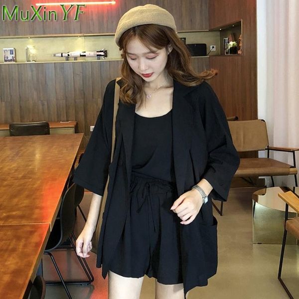 

women's tracksuits summer womens suits 2021 sling short crop 3 two piece sets female plus size loose club outfits clothing fashion pant, Gray