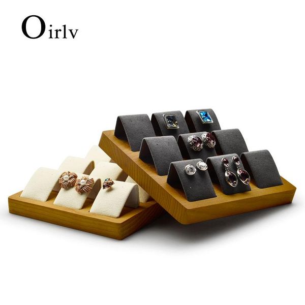

jewelry pouches, bags oirlv ly wooden earring display stand 9 grids microfiber organizer tray for, Pink;blue