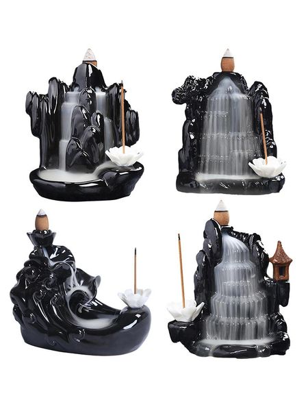 

waterfall backflow ceramic incense holder fountain censer cones for home decor office fragrance lamps