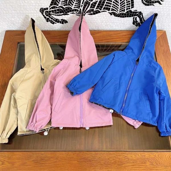 

designer children's clothing early autumn men's and women's baby double-sided jackets with the same style, fashionable 211204, Blue;gray