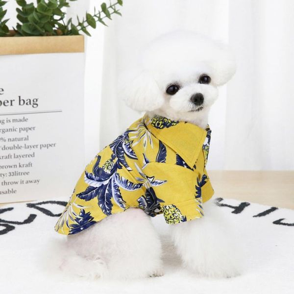 

pet dog summer hawaiian beach clothes vest thin shirts floral t-shirt for small cat teddy poodle apparel