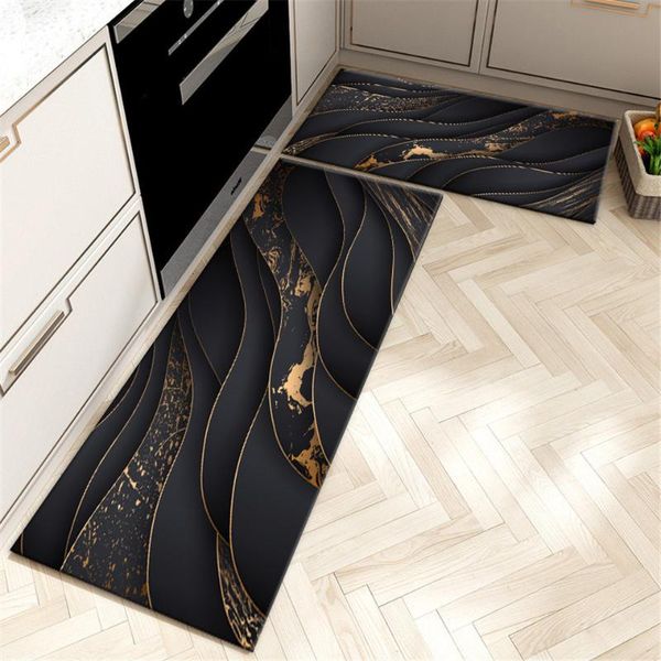 

carpets luxury marble black washable non-slip kitchen mat doormat entrance house hallway long customize bedside soft flannel