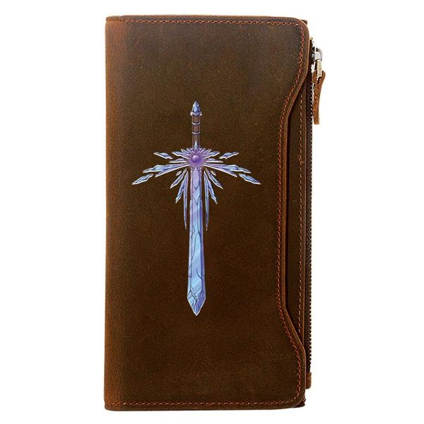 

very cool ice sword design genuine leather wallet men long purse wallets, Red;black