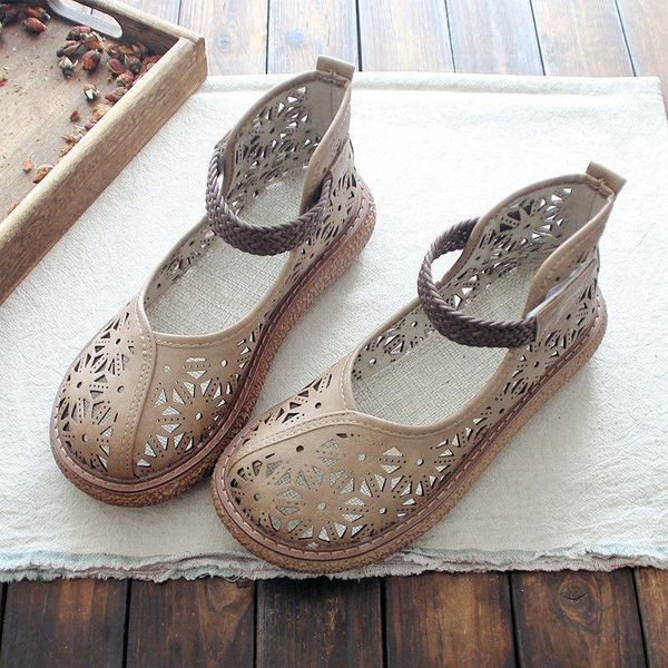 

sandals oraqwlj 2021 autumn summer breathable women sandalscasual flats hollow mori literature and art retro platform shoes, Black