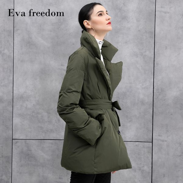 

down jacket fashion style women's 2021eva om ol temperament suit collar medium length, Black