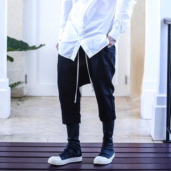 

fashion outlet dark black classic basic capris spring ro style low crotch baggy pants solid octave harem pants 67sa mky1, White;black