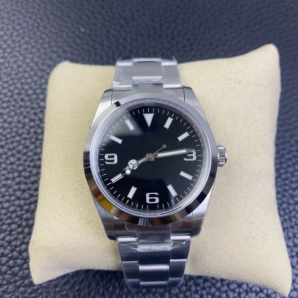 

mens automatic mechanical watch 40mm stainless steel water proof watches sapphire adjustable wristwatches 106143 montre de luxe, Slivery;brown