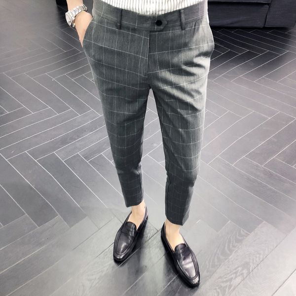 

men's suits & blazers summer office plaid dress mens leisure casual business formal men suit trousers work pants clothes, White;black