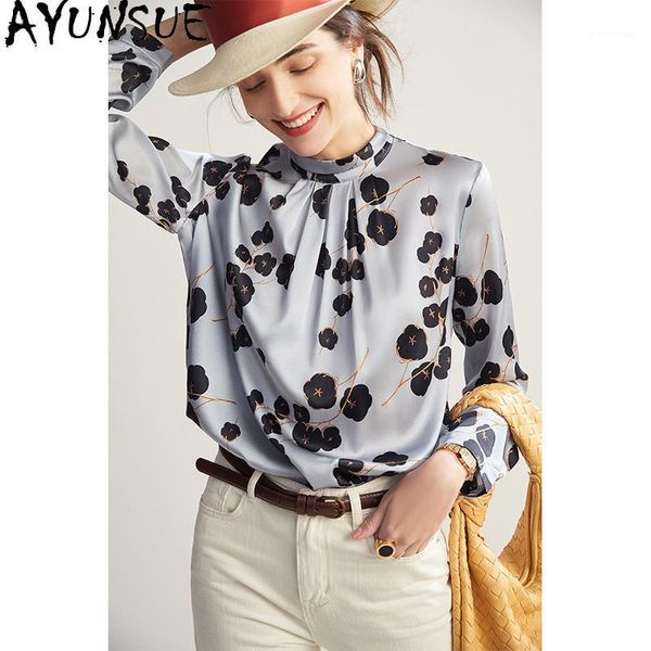 

2021 silk blouse long sleeve shirt women korean style female elegant blouses spring autumn ropa mujer 2 women's & shirts, White