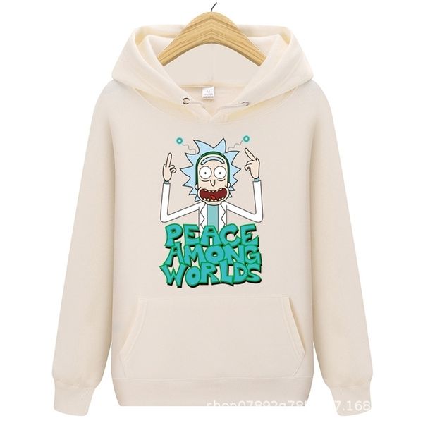 

2021 trendy pullover casual hoodie fleece rick and moti print 15 colors, Black