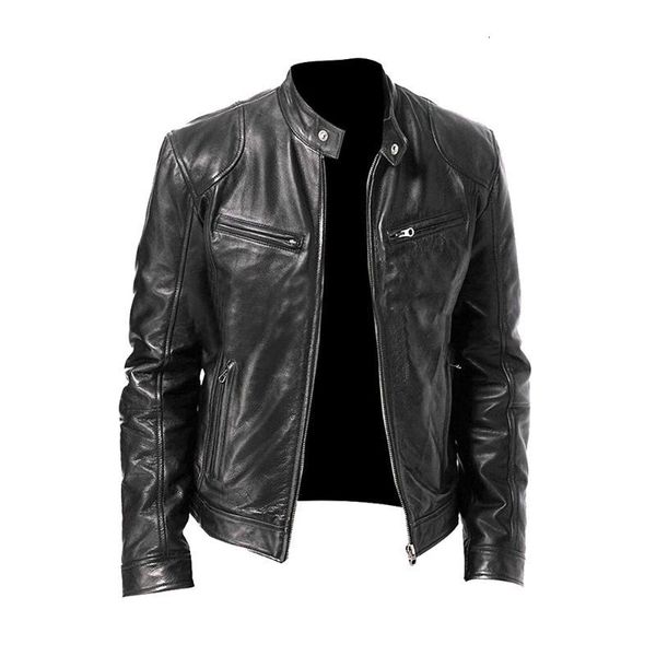 

men's fur & faux men leather jackets autumn coat casual motorcycle pu jacket male biker plus size outwear fashion winter o8jm, Black