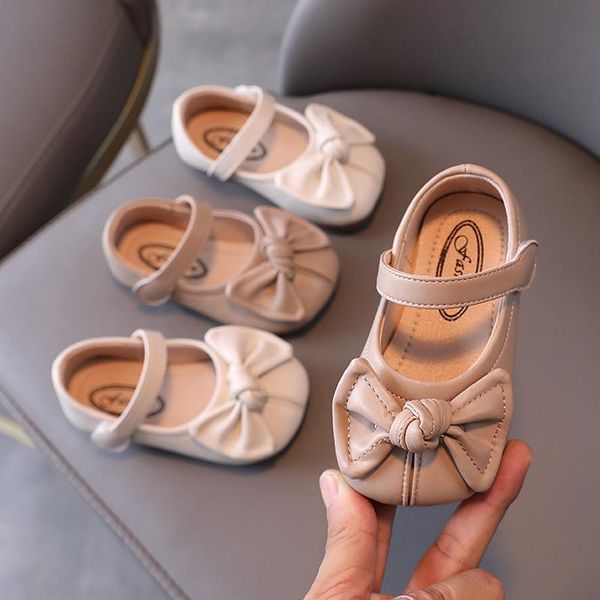 

first walkers spring autumn pink beige baby girls single shoes korean bow princess toddler leather flats sale