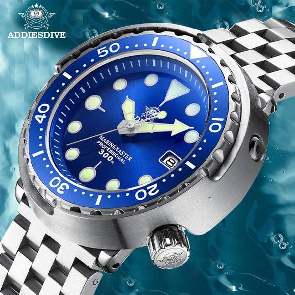 

wristwatches addies dive tuna watch 300m waterproof stainless steel case bgw-9 super luminous sapphire crystal nh35 men automatic, Slivery;brown