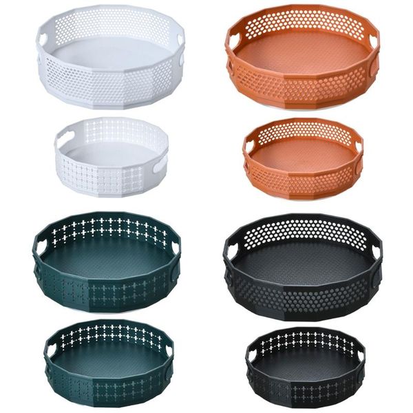 

storage bottles & jars 2pcs kitchen turntable basket box rotating non-slip plastic spice rack spinning tray organizer with handles for cabin