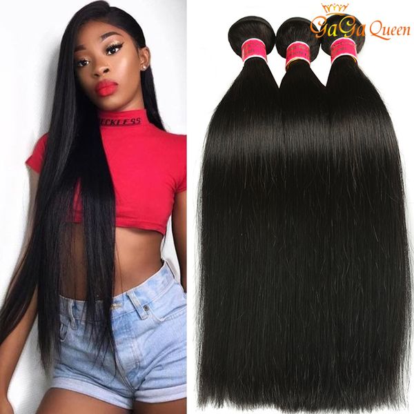 

unprocessed straight hair bundles raw indian straight human hair extensions gagaquee, Black