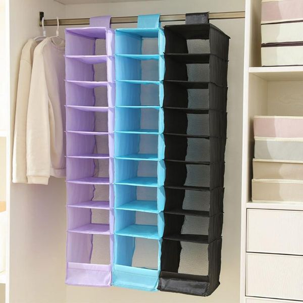 

storage boxes & bins oxford cloth 9-layer clothing hanging bag clothes collection multi-layer folding wardrobe