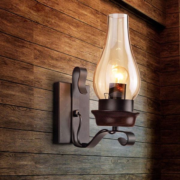 

wall lamp retro kerosene shape lamps for bar deco light fixture,industries style loft passageway corridor iron&glass
