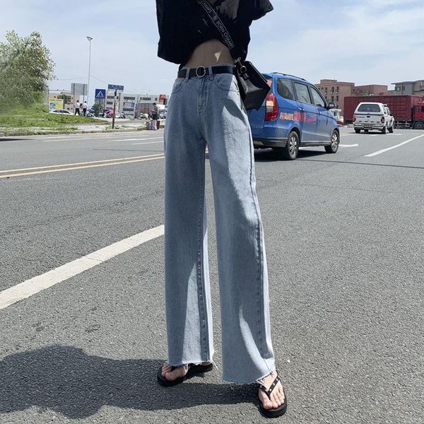 

women's jeans 2021 korean spring and autumn high waist wide leg pants, Blue