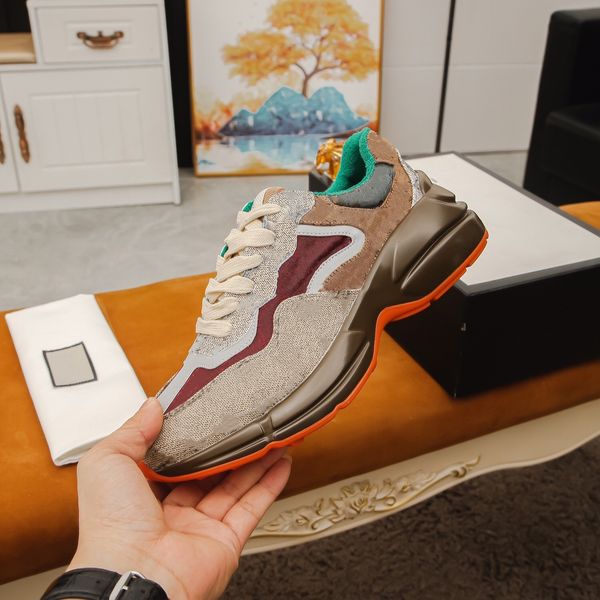 

2021 men's casual dad's fashion rhyton ladies shoes platform letter patchwork sneakers size 35-46, Black