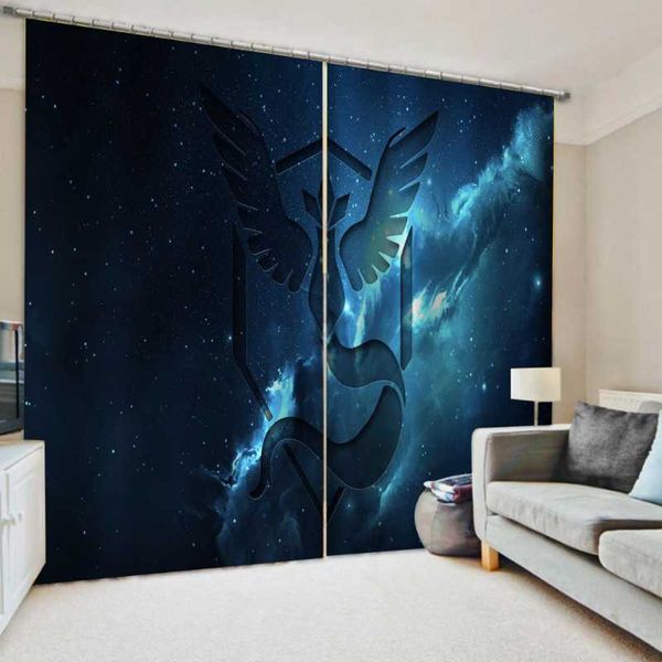 

curtain & drapes po customized size luxury blackout 3d window curtains blue