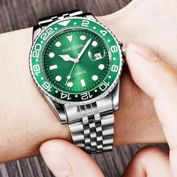 

wristwatches stainless steel watch men famous quartz watches mens 2021 waterproof sport relogio masculino drop, Slivery;brown