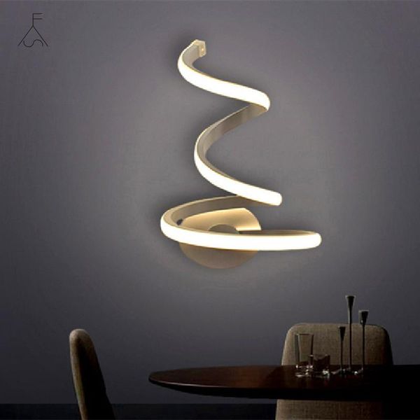 

creative spiral led light wall mount acrylic metal tv background sconces lamps bedside room bedroom decor arts
