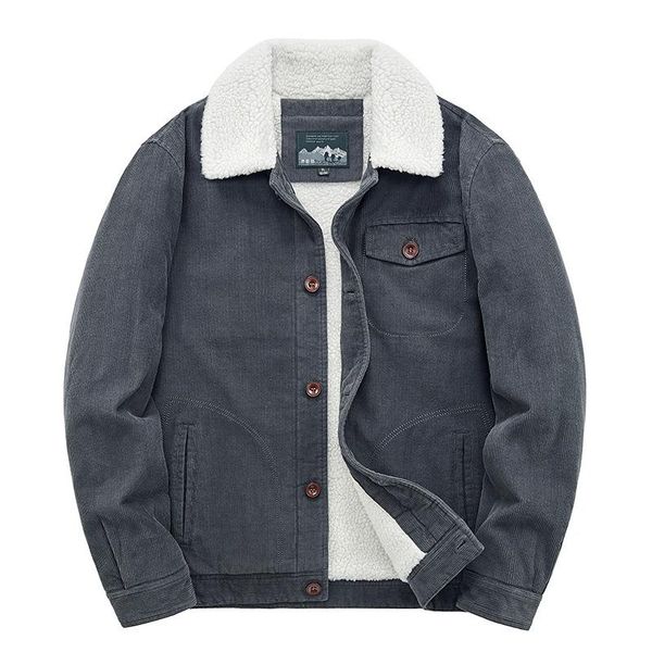 

men's jackets cashmere coat autumn and winter plush thickened cotton clothes casual work retro corduroy jacket, Black;brown