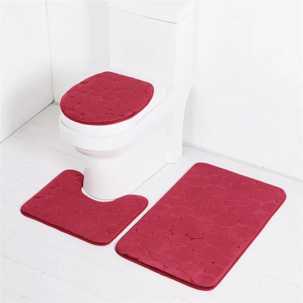 

bath mats 50x80cm toilet set 3 piece super soft flannel kit non-slip washable absorbent cobblestone carpet