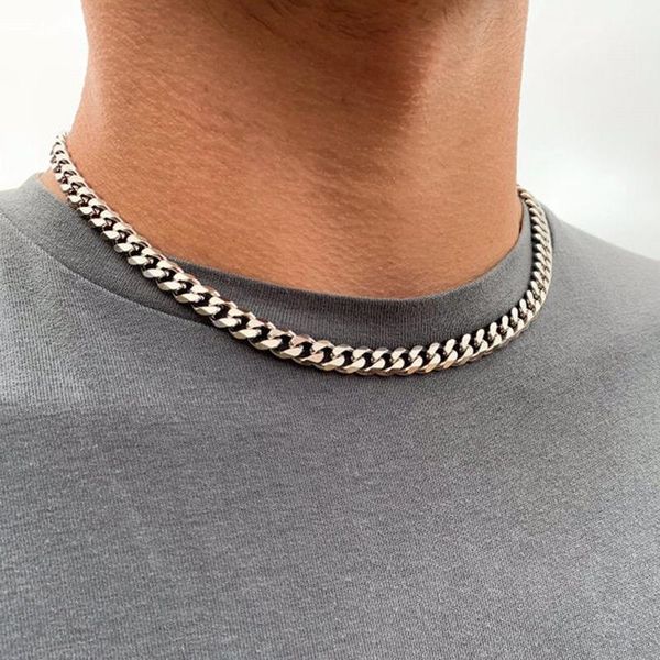 

chains kette halsketteer titan stahl 8mm breite halskettenner schmuck geschenk kragen de hombres, Silver