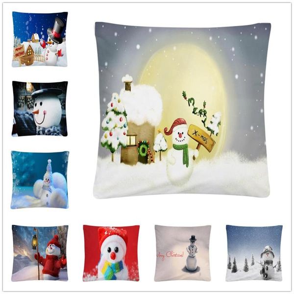 

cushion/decorative pillow cute snowman christmas cartoon pattern soft short plush cushion cover case for home sofa car decor pillowcase 45x4