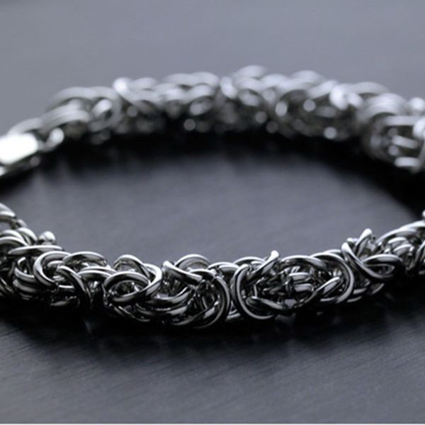 

stainless round handmade titanium steel chain men's personalized bracelet, Black