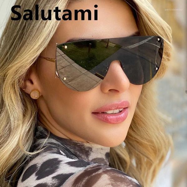 

sunglasses 2021 fashion one pieces rimless for women vintage oversized hollow sun glasses female gradient uv400 shades black, White;black