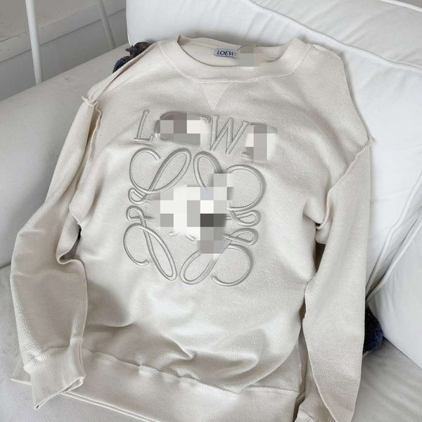 

loe luojia's letter embroidery couple's loose round neck sweater for women, Black