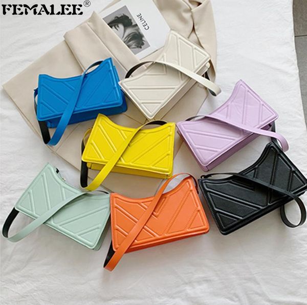 

shoulder bags simple striped candy color handbags ins fashion women's elegant armpit purses underarm 2021 pu chic crossbody sac