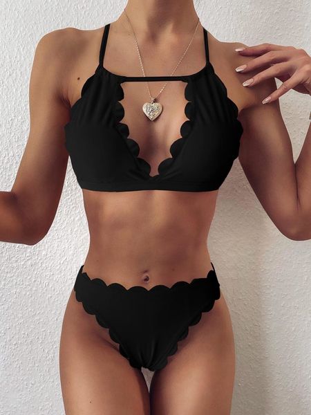 

two-pieces women print set brazilian swimwear female bikini wave swimsuit halter bather bathing suit swim lady, White;black