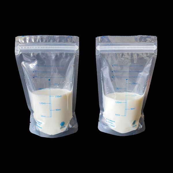 Muttermilch-Aufbewahrungsbeutel mit Reißverschluss, 200 ml, sichere Lebensmittel, PET, Gefrierschrank, Milchbeutel, Fütterungszubehör, Verpackung, 30er-Set