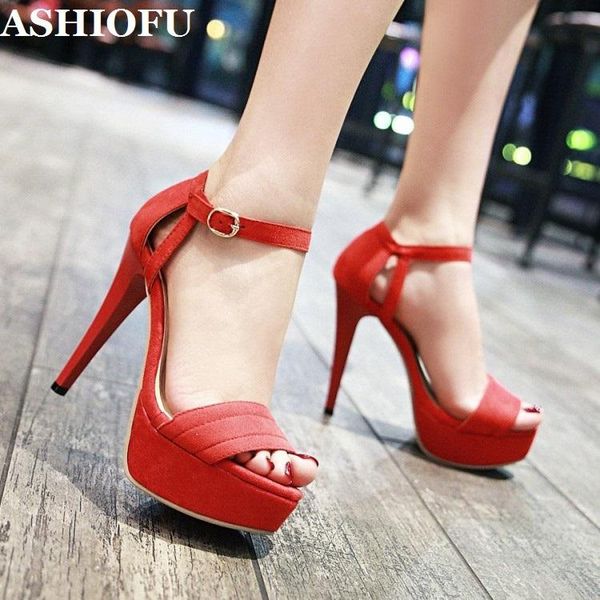 

handmade ladies 12cm super-heeled sandals buckle strap platform summer shoes evening club fashion, Black