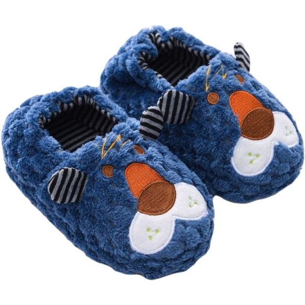 

slipper children winter slippers cute cartoon lion warm flat kids boys girls home non-slip shoes soft sole, Black;grey