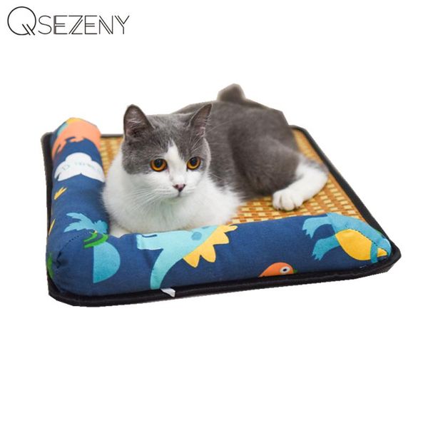 

cat beds & furniture sweet summer cooling pet dog mat rattan sleeping round mats for dogs cats kennel cool cold silk bed